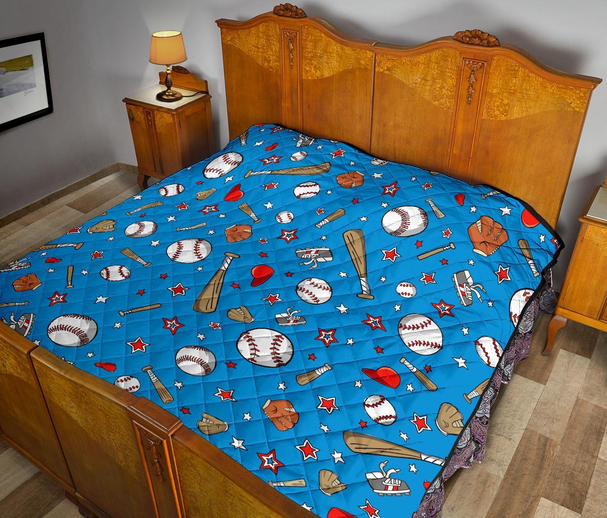 Baseball Pattern Print Quilt-grizzshop