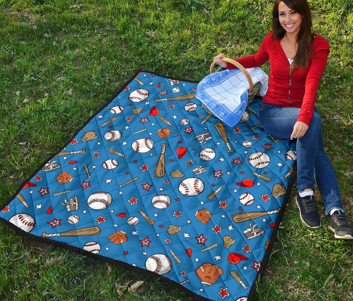 Baseball Pattern Print Quilt-grizzshop