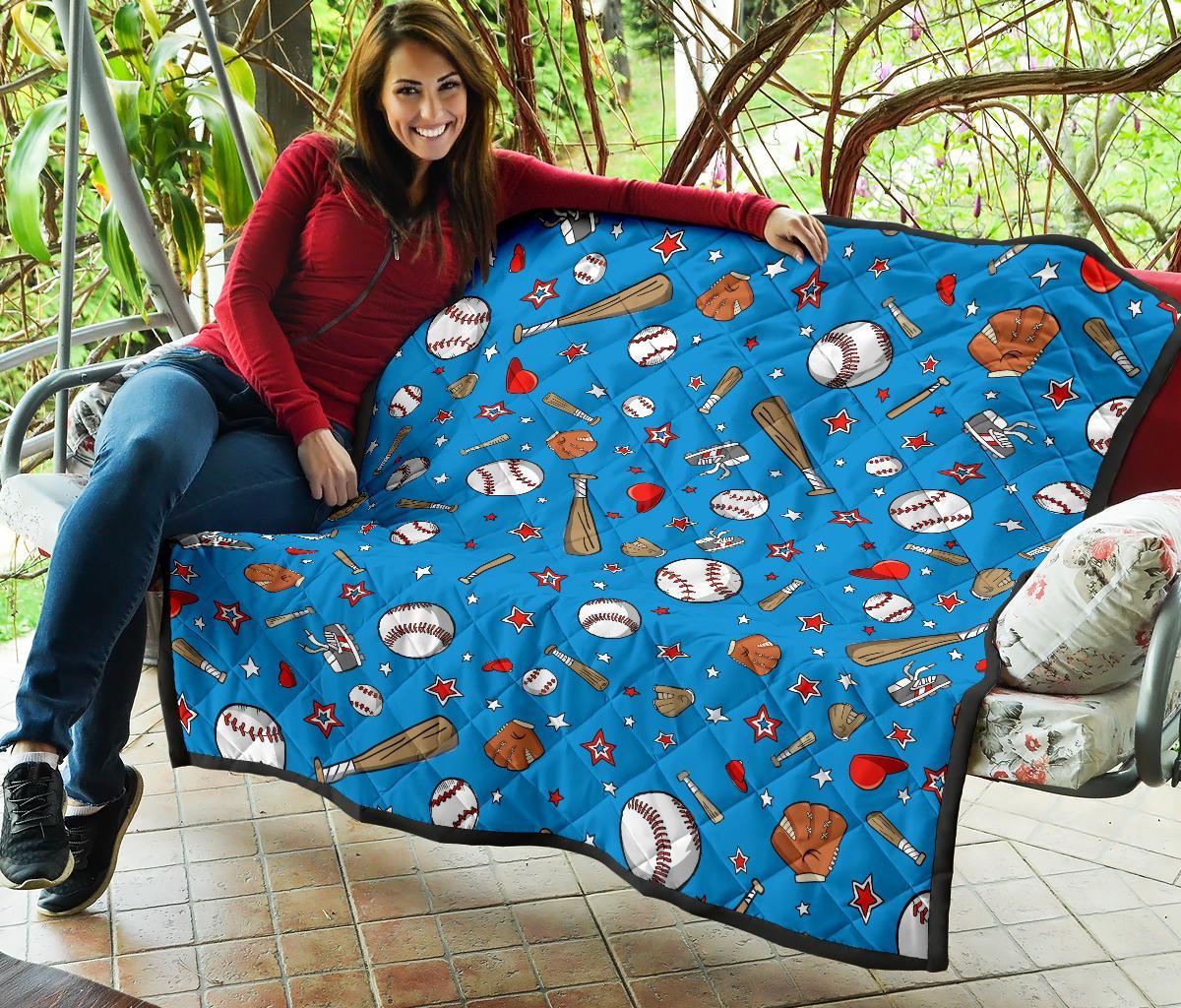 Baseball Pattern Print Quilt-grizzshop