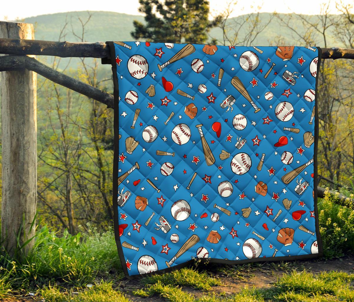 Baseball Pattern Print Quilt-grizzshop