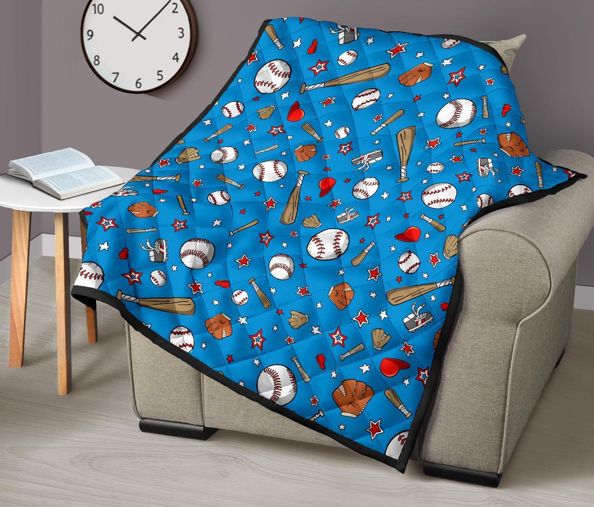 Baseball Pattern Print Quilt-grizzshop