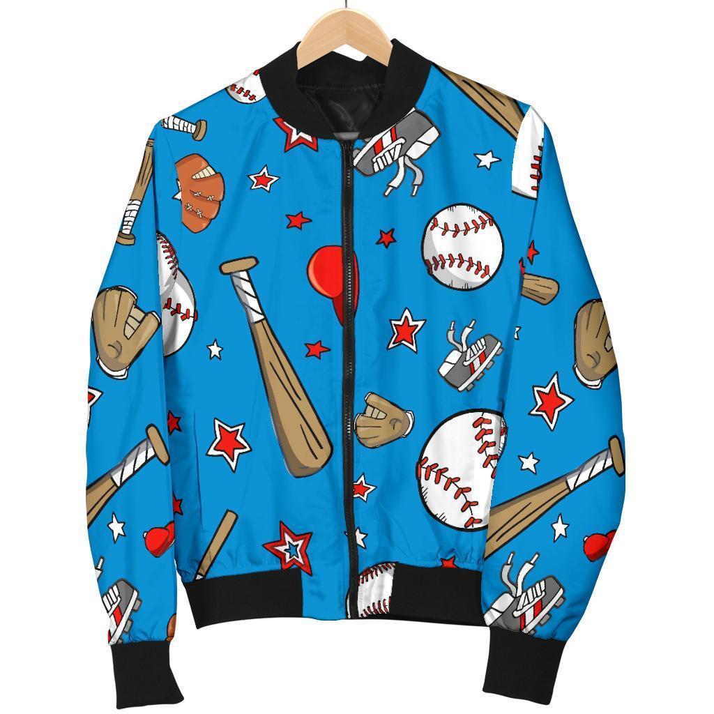 Baseball Pattern Print Women Casual Bomber Jacket-grizzshop