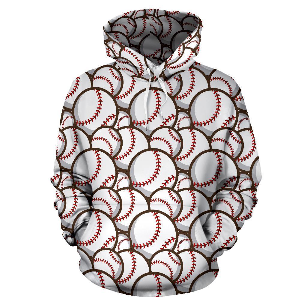 Baseball Print Pattern Women Men Pullover Hoodie-grizzshop
