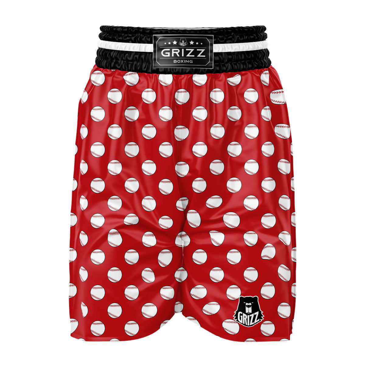 Baseball Red Print Pattern Boxing Shorts-grizzshop