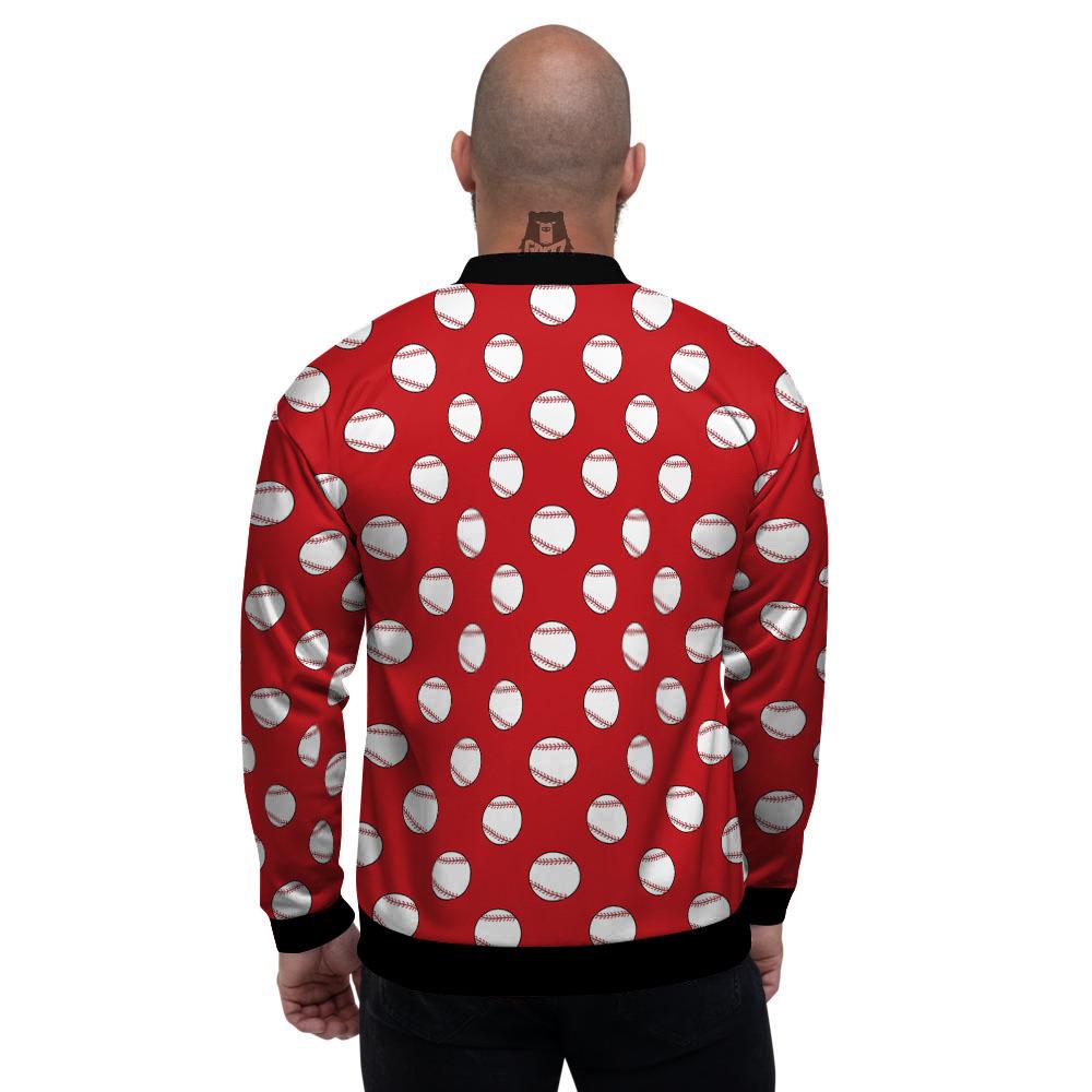 Baseball Red Print Pattern Men's Bomber Jacket-grizzshop