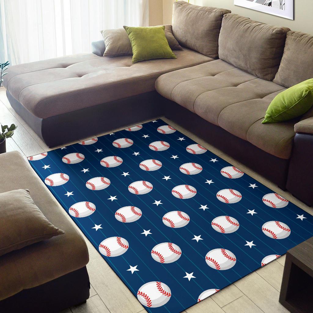 Baseball Star Pattern Print Floor Mat-grizzshop