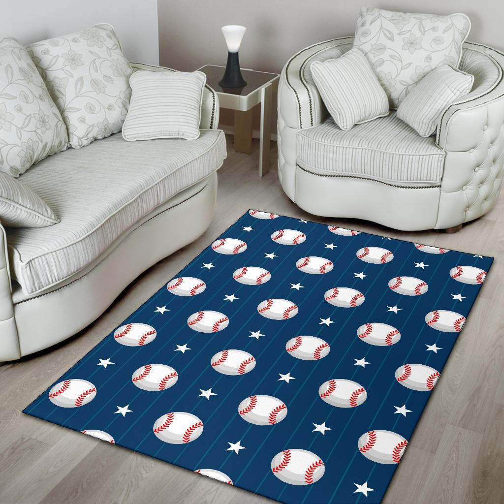 Baseball Star Pattern Print Floor Mat-grizzshop