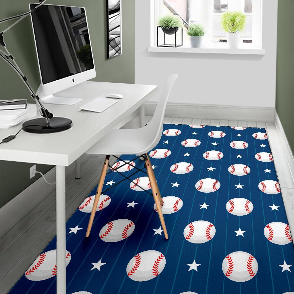 Baseball Star Pattern Print Floor Mat-grizzshop