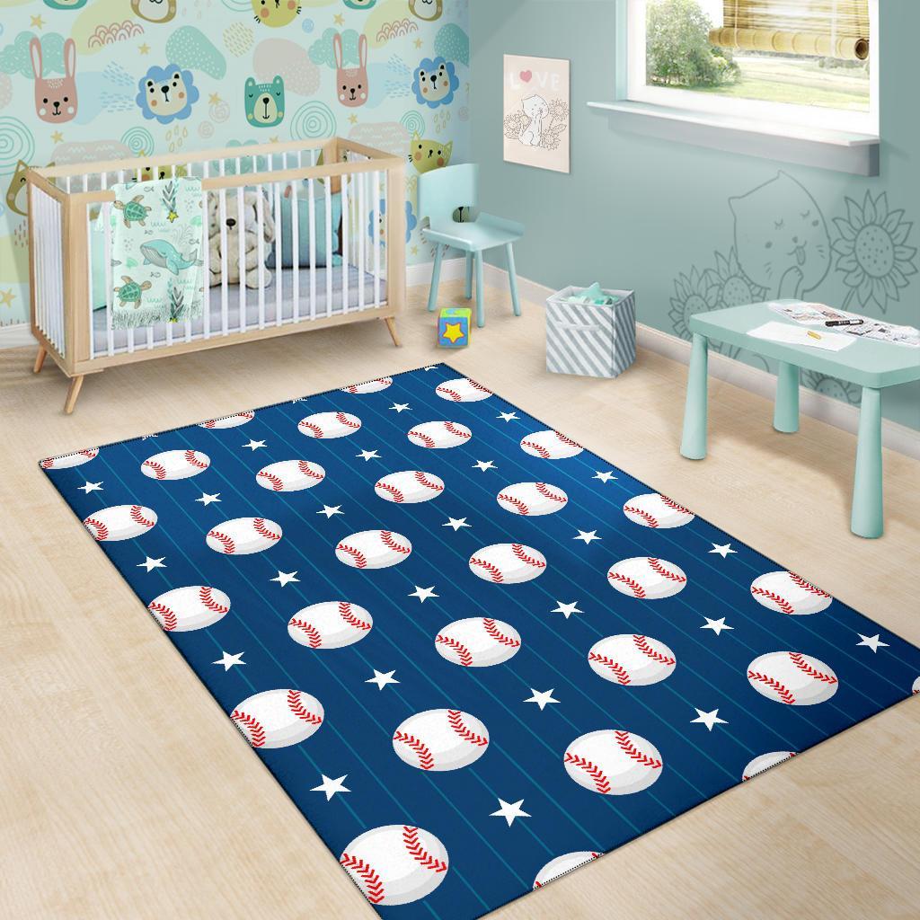 Baseball Star Pattern Print Floor Mat-grizzshop