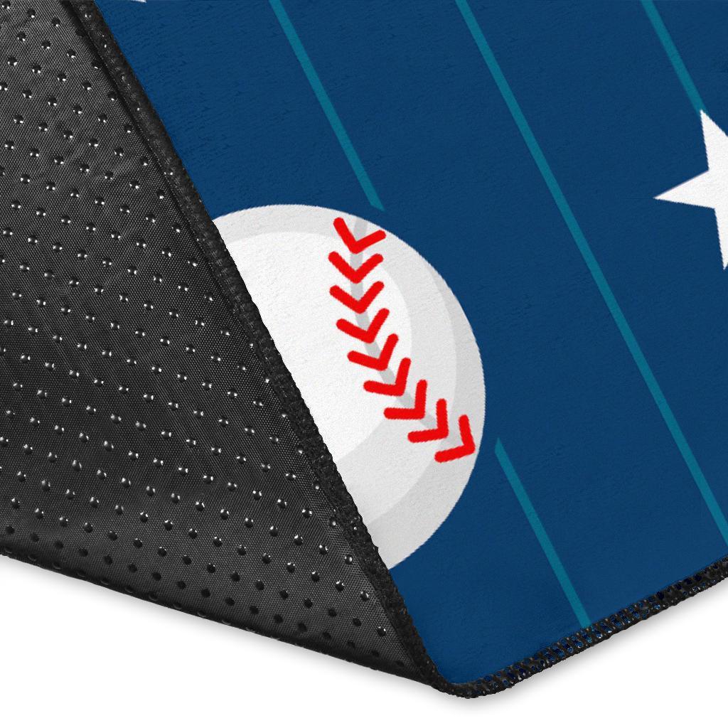 Baseball Star Pattern Print Floor Mat-grizzshop