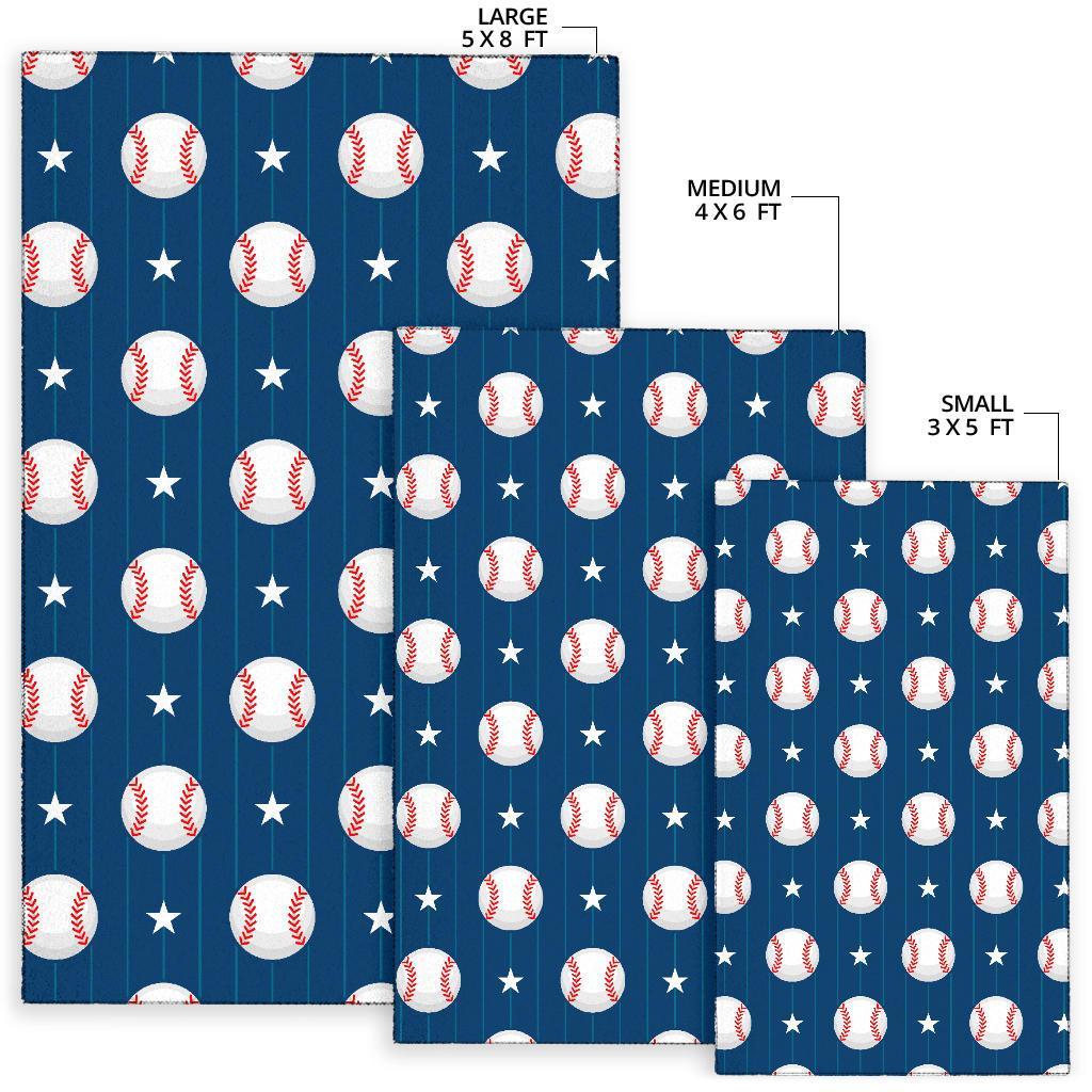 Baseball Star Pattern Print Floor Mat-grizzshop