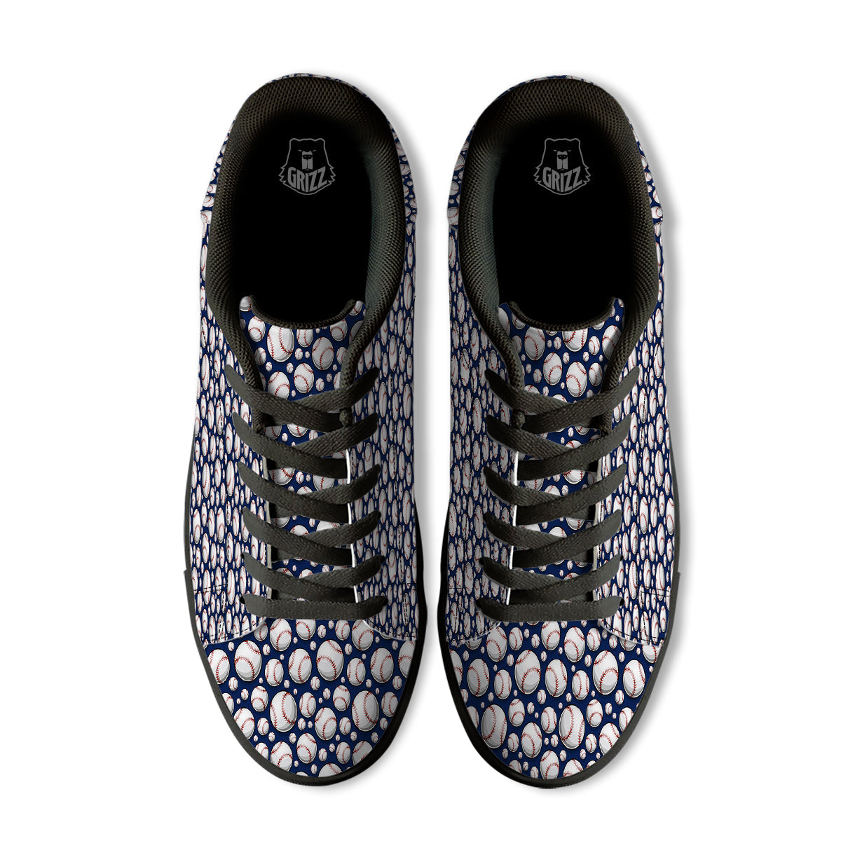 Baseballs Print Pattern Black Low Top Sneakers-grizzshop