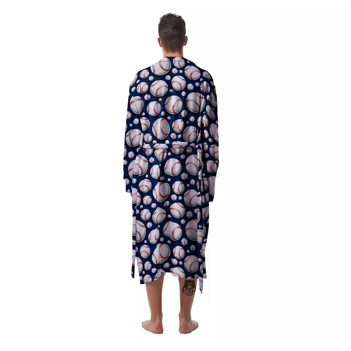 Baseballs Print Pattern Men's Robe-grizzshop