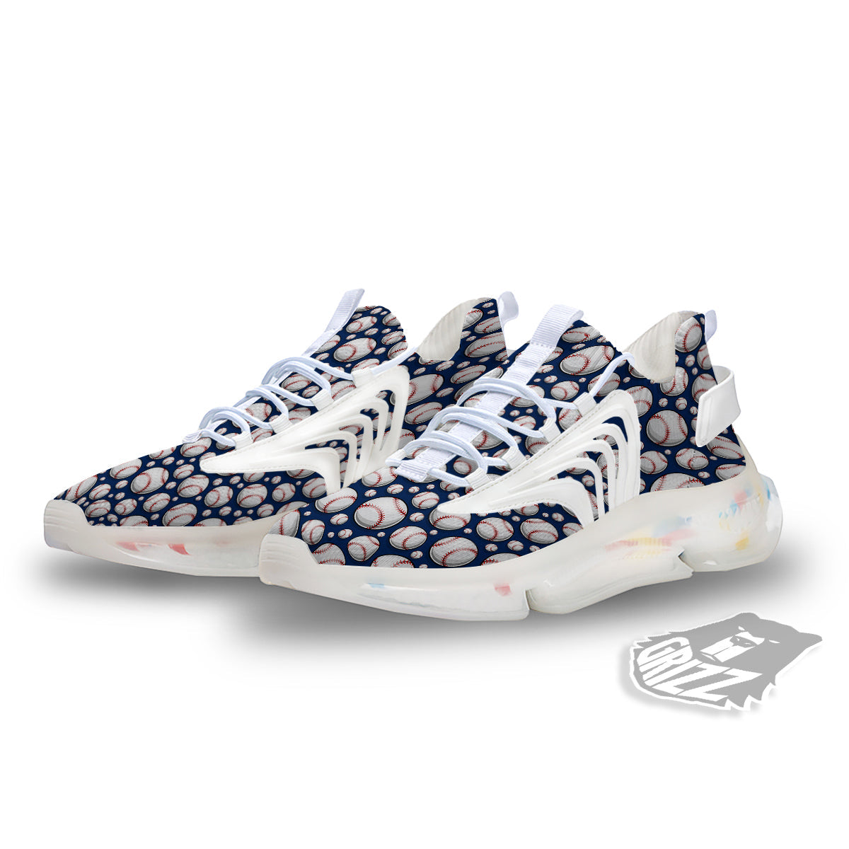 Baseballs Print Pattern White Gym Shoes-grizzshop