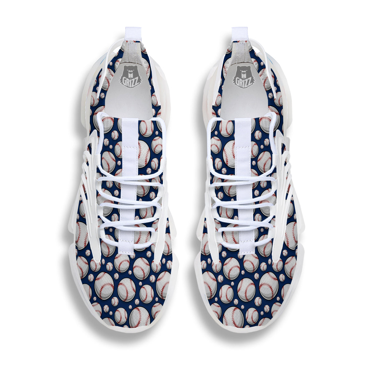 Baseballs Print Pattern White Gym Shoes-grizzshop
