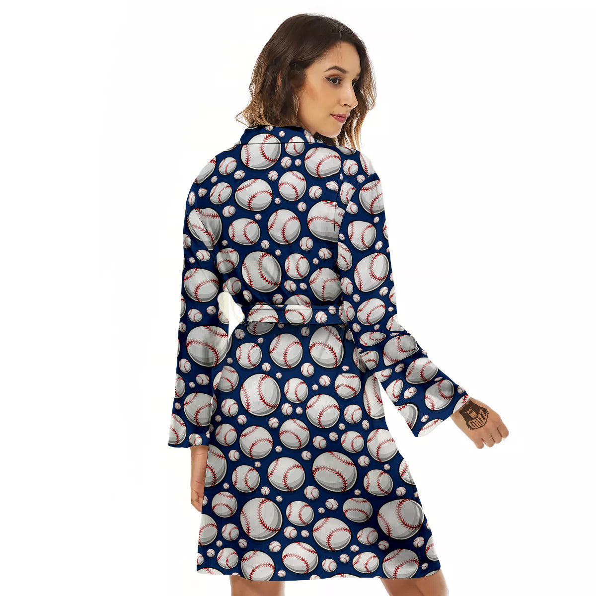 Baseballs Print Pattern Women's Robe-grizzshop