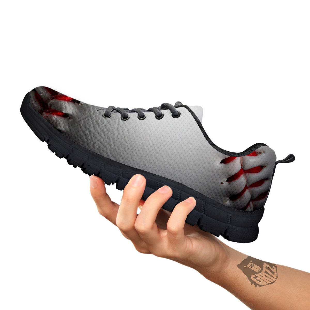 Baseballs Texture Print Black Sneaker-grizzshop