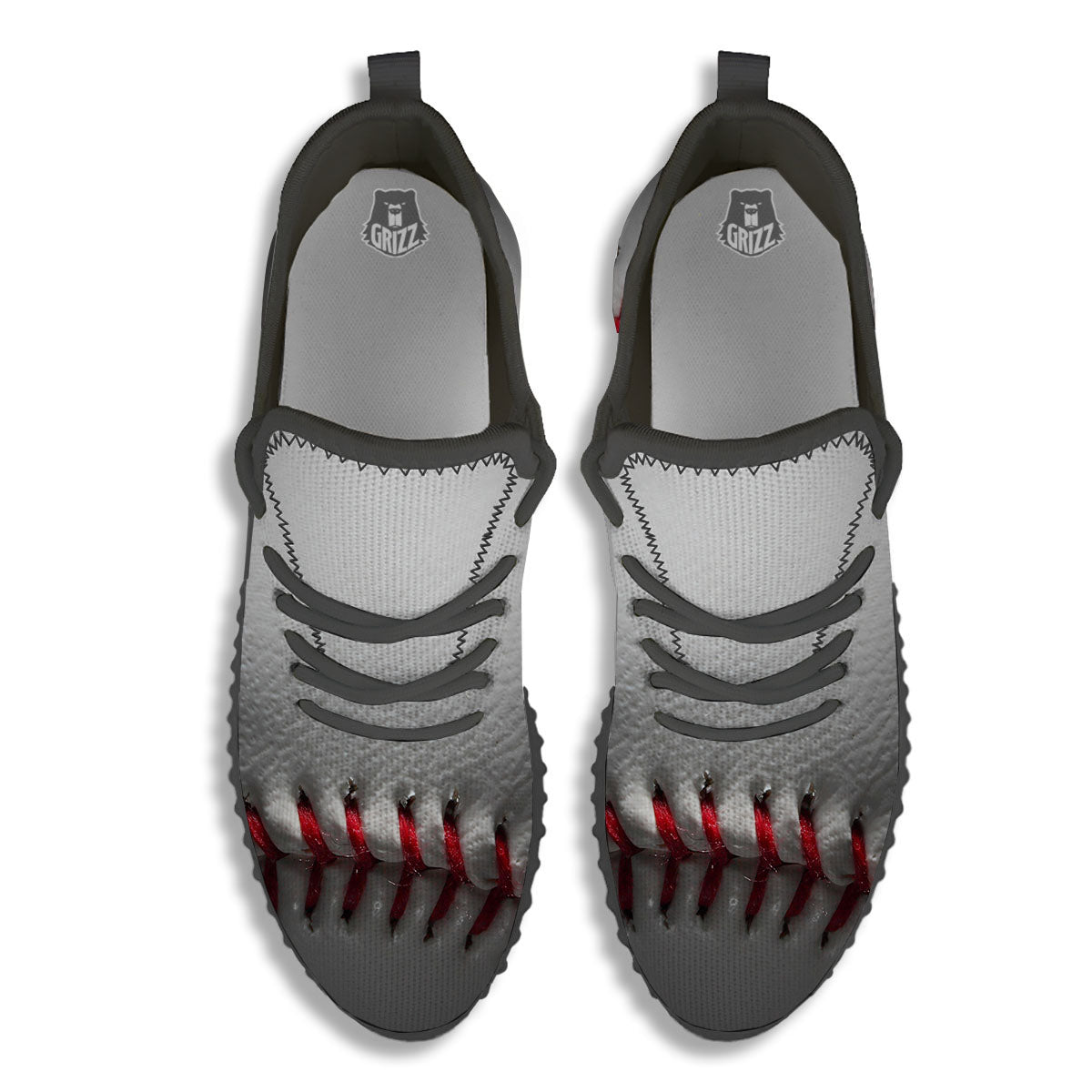 Baseballs Texture Print Black Walking Shoes-grizzshop