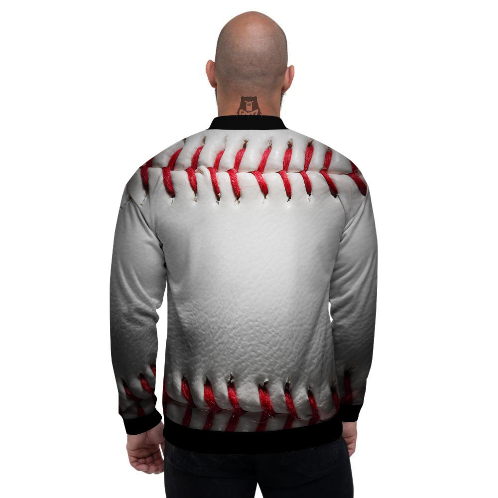 Baseballs Texture Print Men's Bomber Jacket-grizzshop