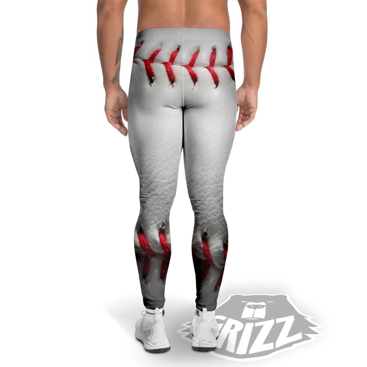 Baseballs Texture Print Men's Leggings-grizzshop