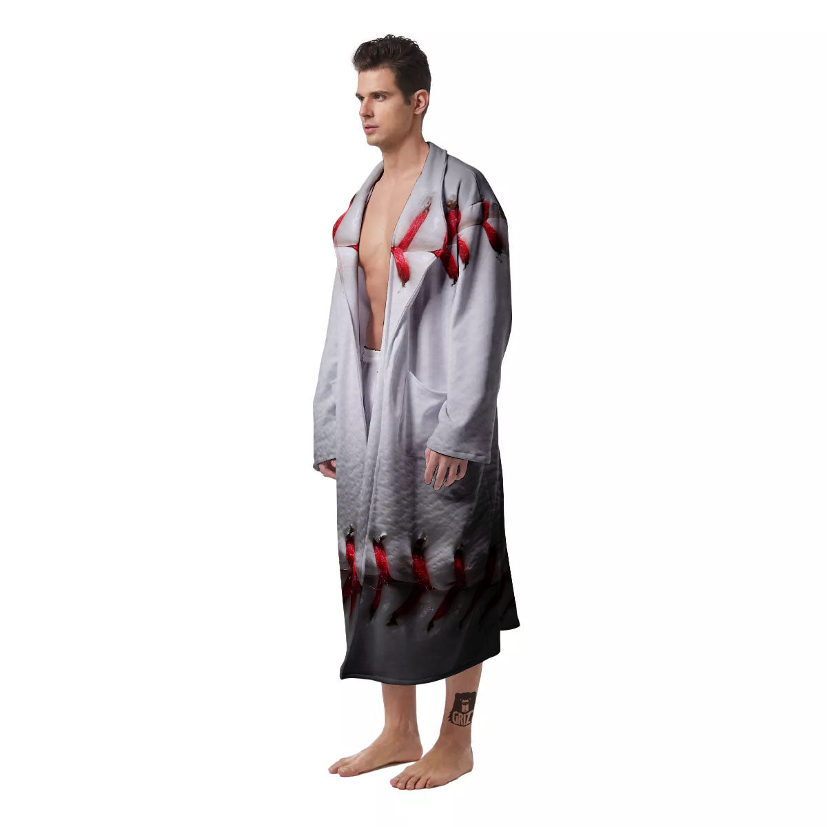 Baseballs Texture Print Men's Robe-grizzshop