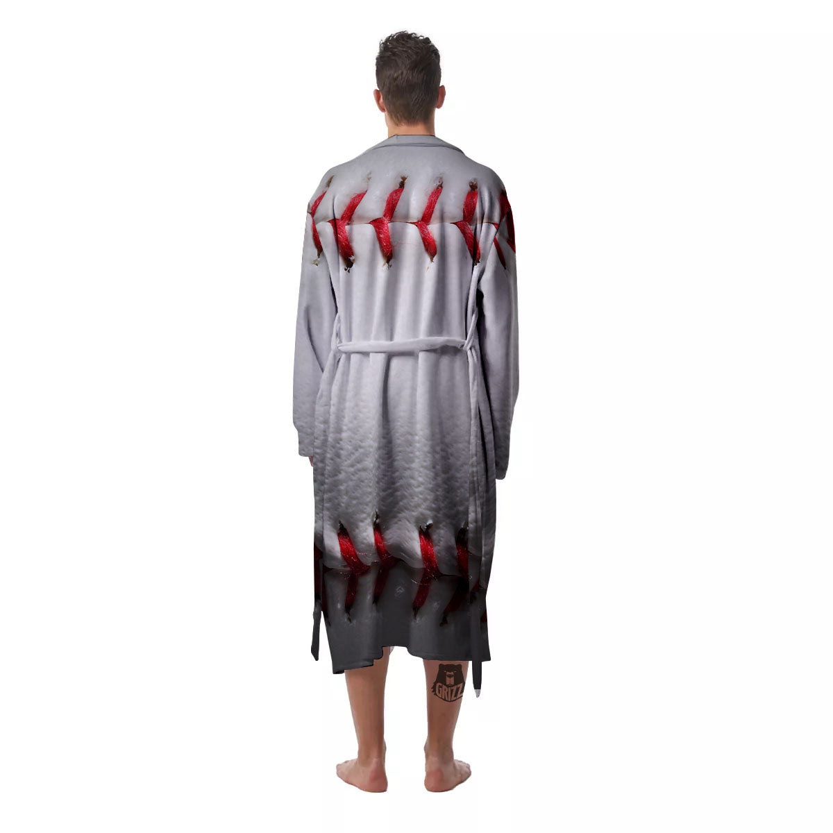 Baseballs Texture Print Men's Robe-grizzshop
