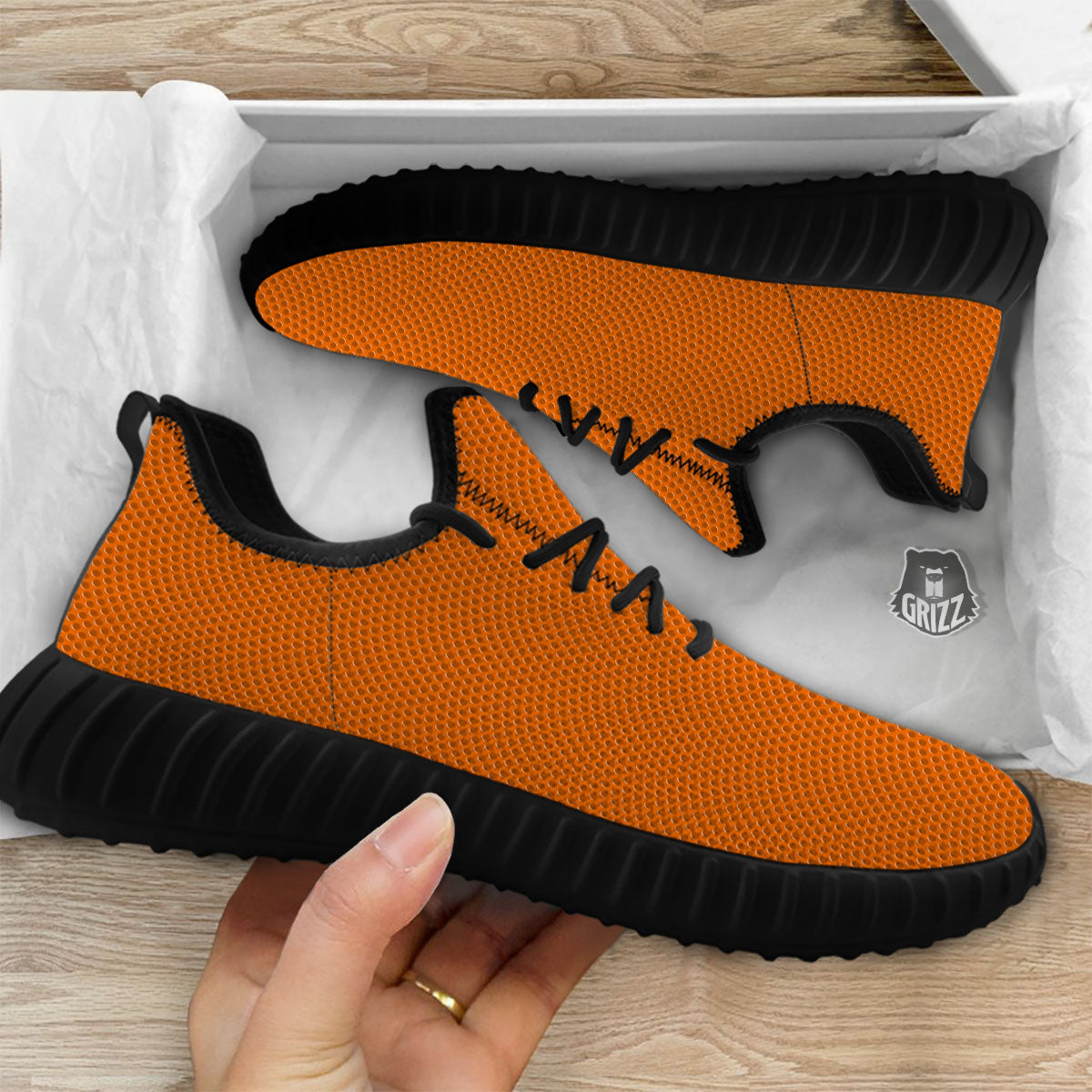 Basketball Ball Texture Print Black Walking Shoes-grizzshop