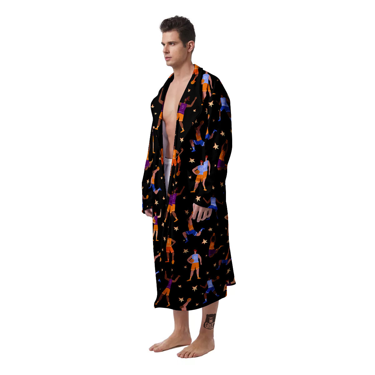 Basketball Players Funny Print Pattern Men's Robe-grizzshop