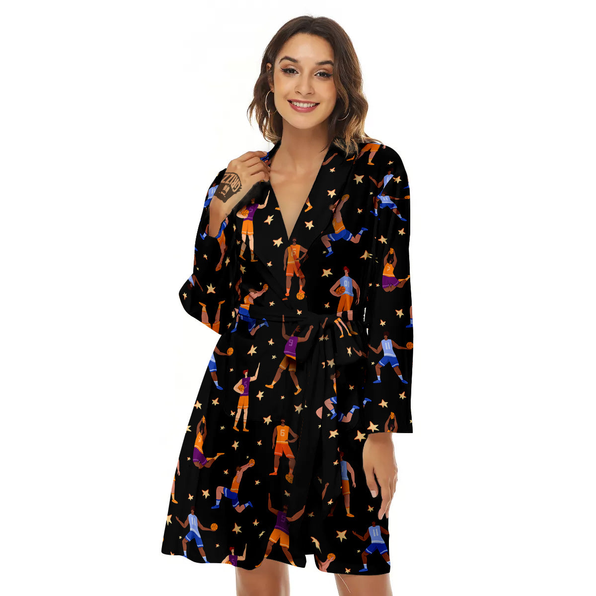 Basketball Players Funny Print Pattern Women's Robe-grizzshop