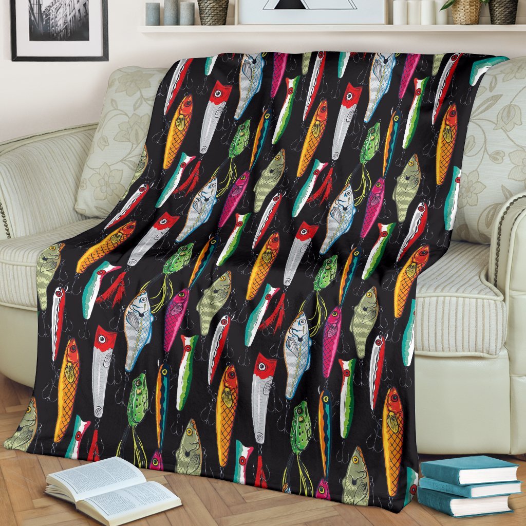 Bass Fishing Bait Print Pattern Blanket-grizzshop