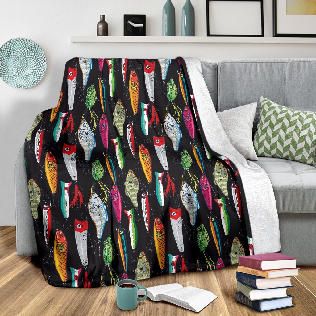 Bass Fishing Bait Print Pattern Blanket-grizzshop