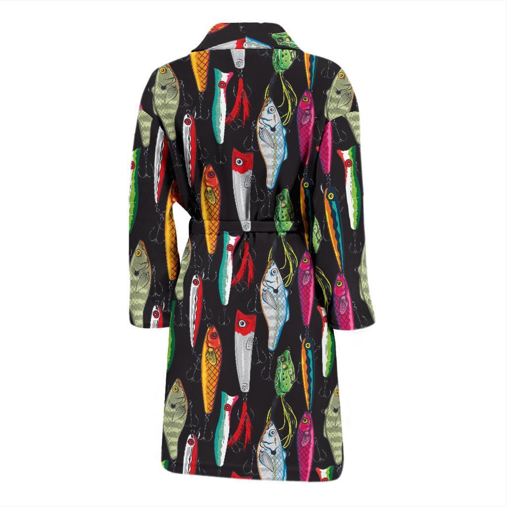 Bass Fishing Bait Print Pattern Men Long Robe-grizzshop