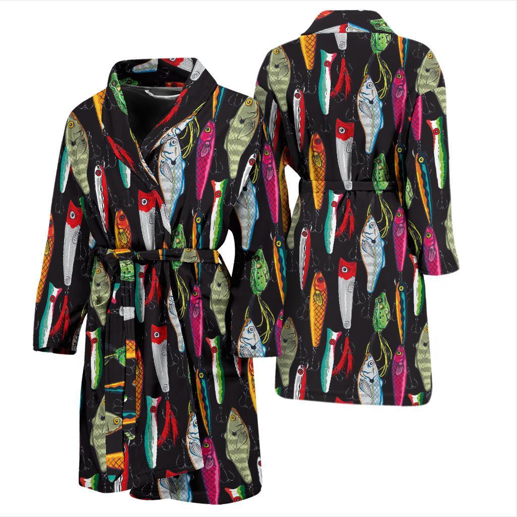 Bass Fishing Bait Print Pattern Men Long Robe-grizzshop