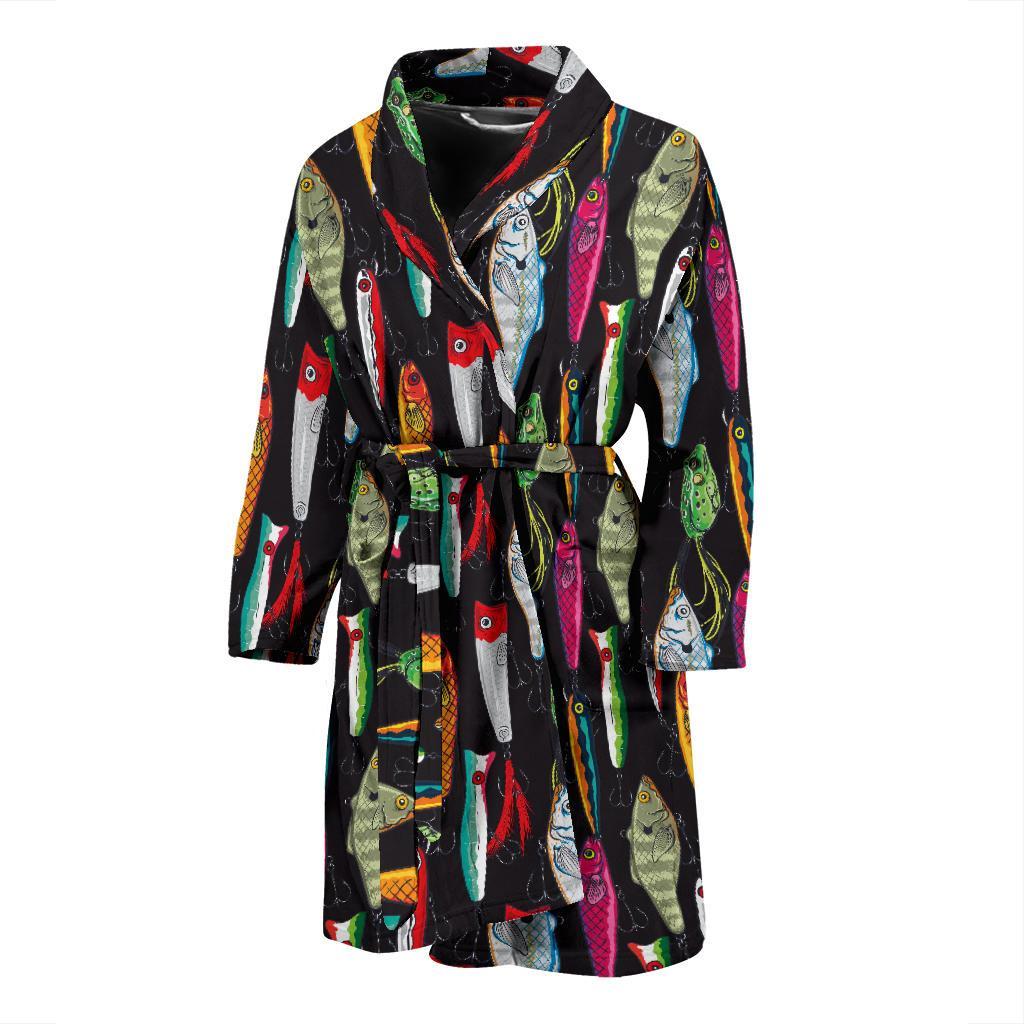 Bass Fishing Bait Print Pattern Men Long Robe-grizzshop