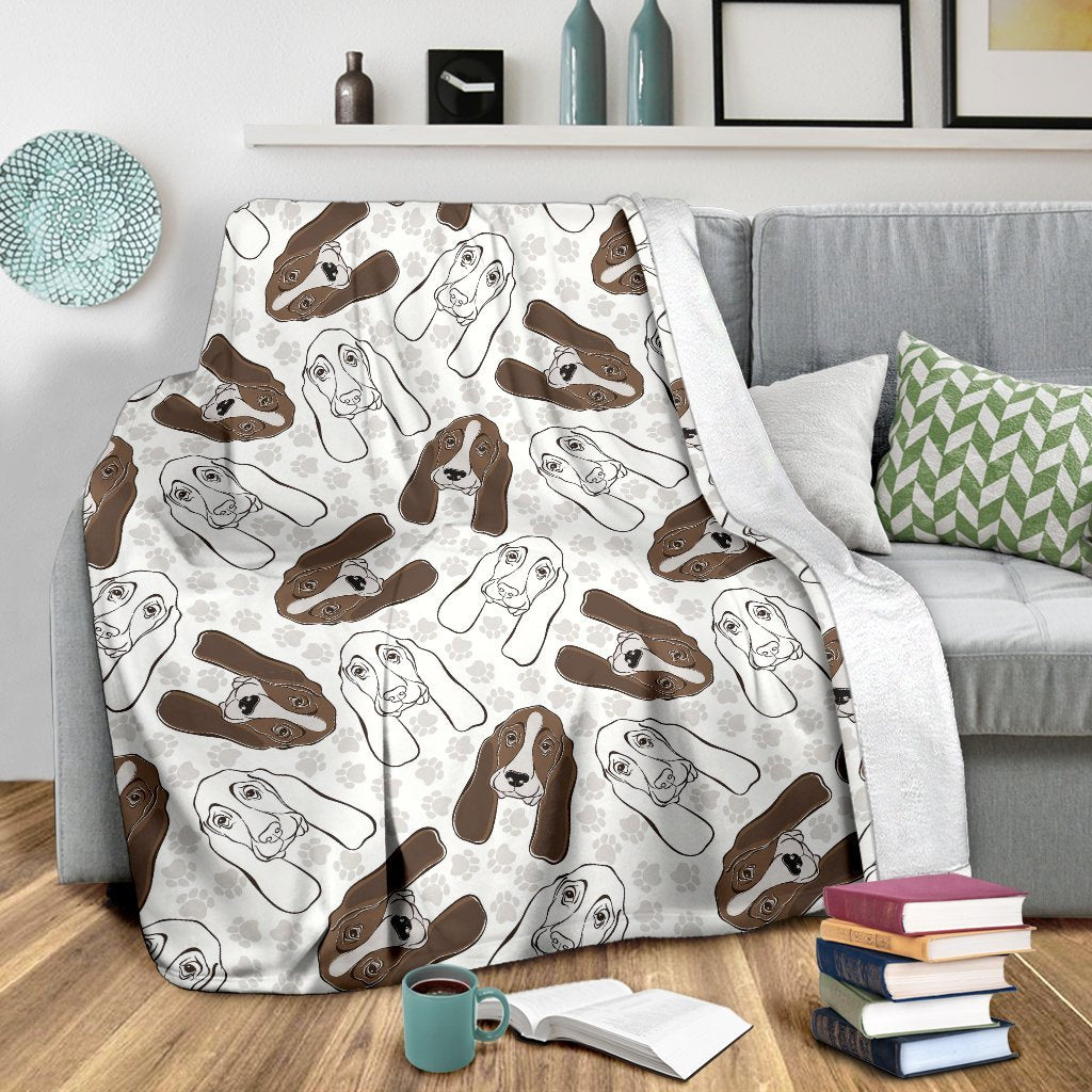 Basset Hound Dog Pattern Print Blanket-grizzshop