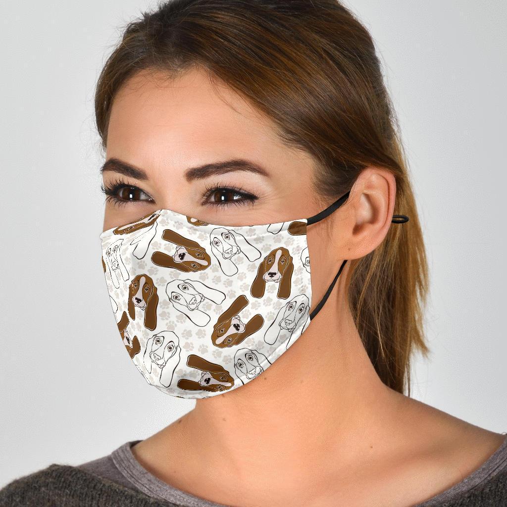 Basset Hound Dog Pattern Print Face Mask-grizzshop