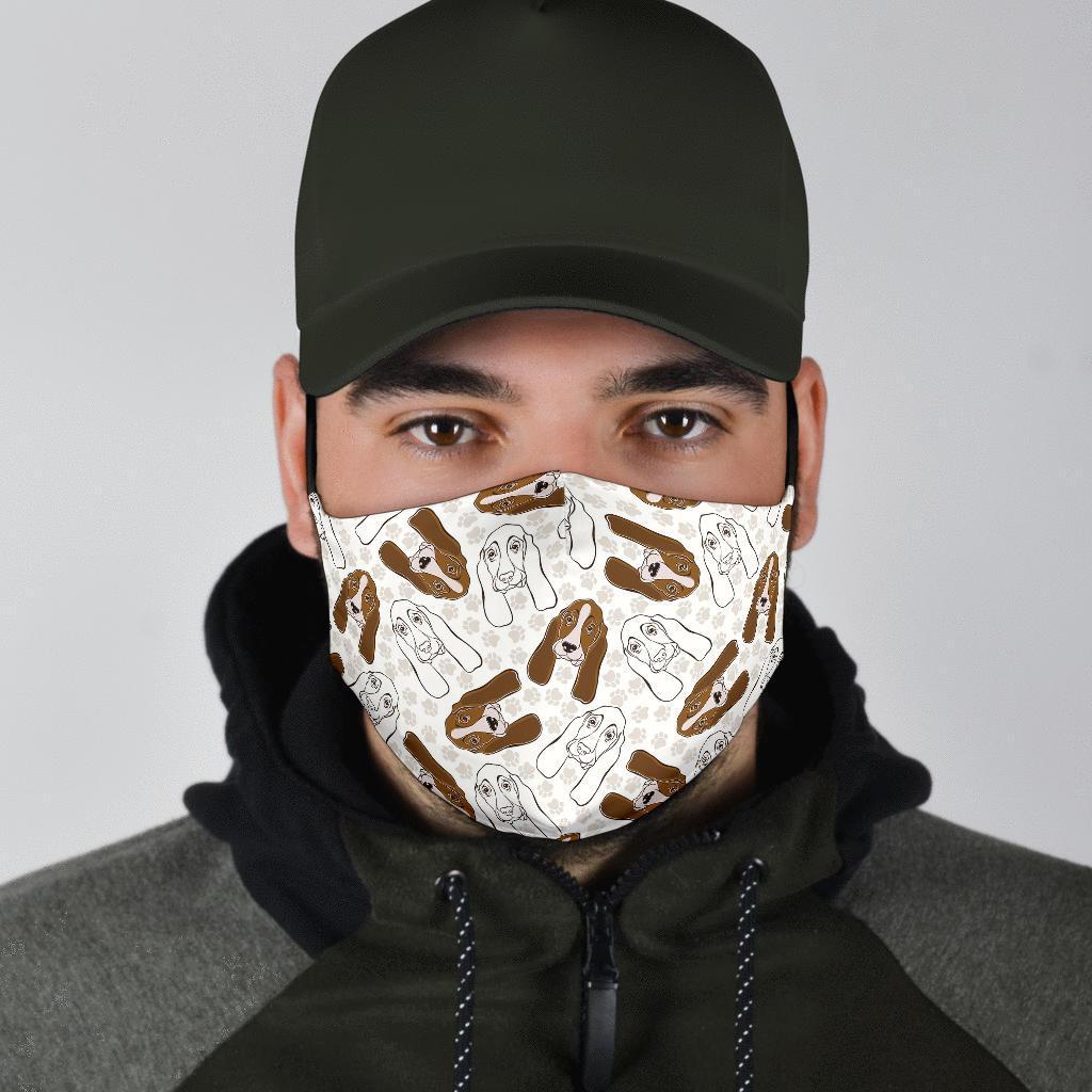 Basset Hound Dog Pattern Print Face Mask-grizzshop