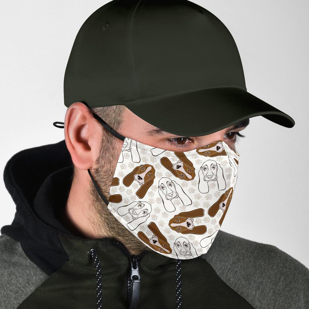 Basset Hound Dog Pattern Print Face Mask-grizzshop