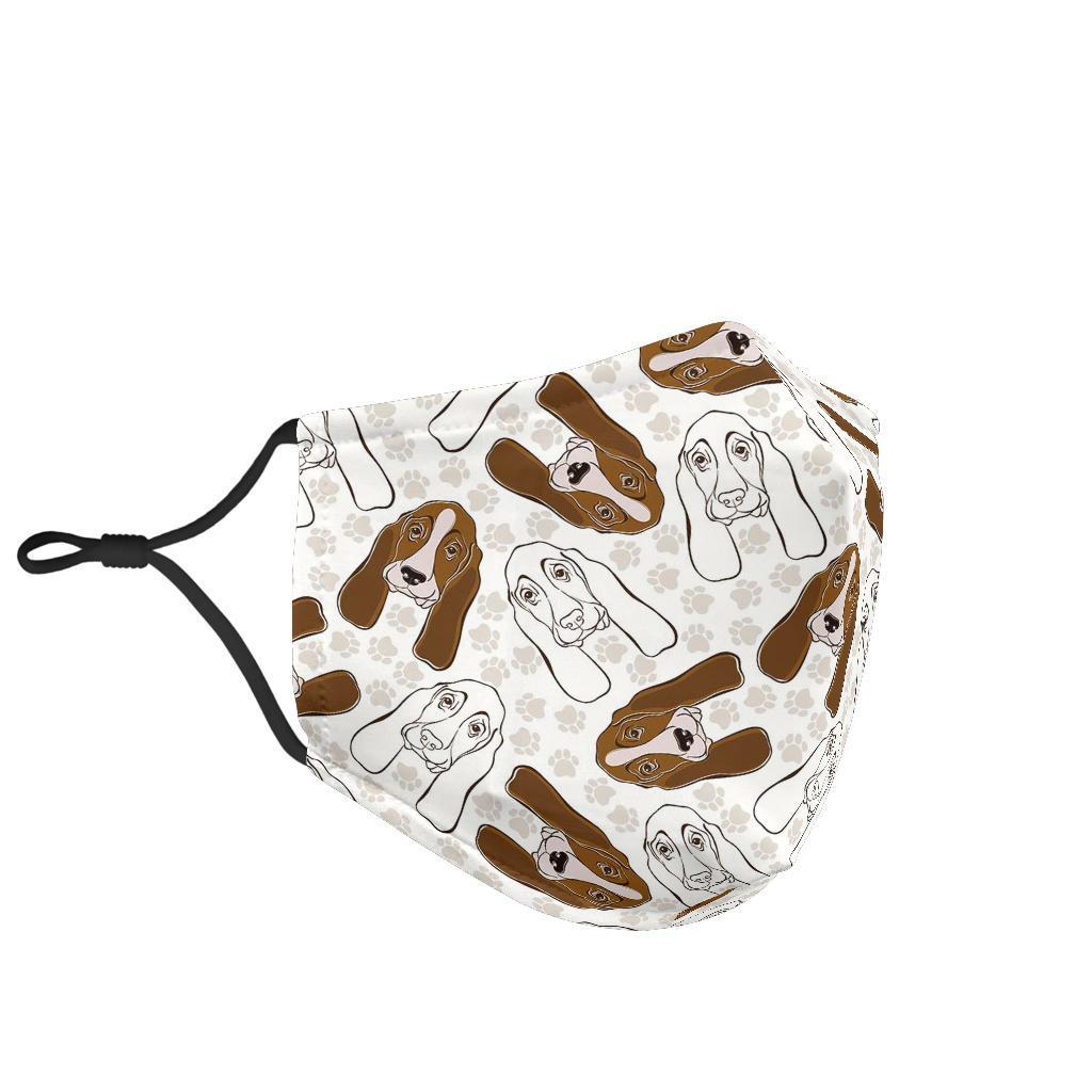 Basset Hound Dog Pattern Print Face Mask-grizzshop