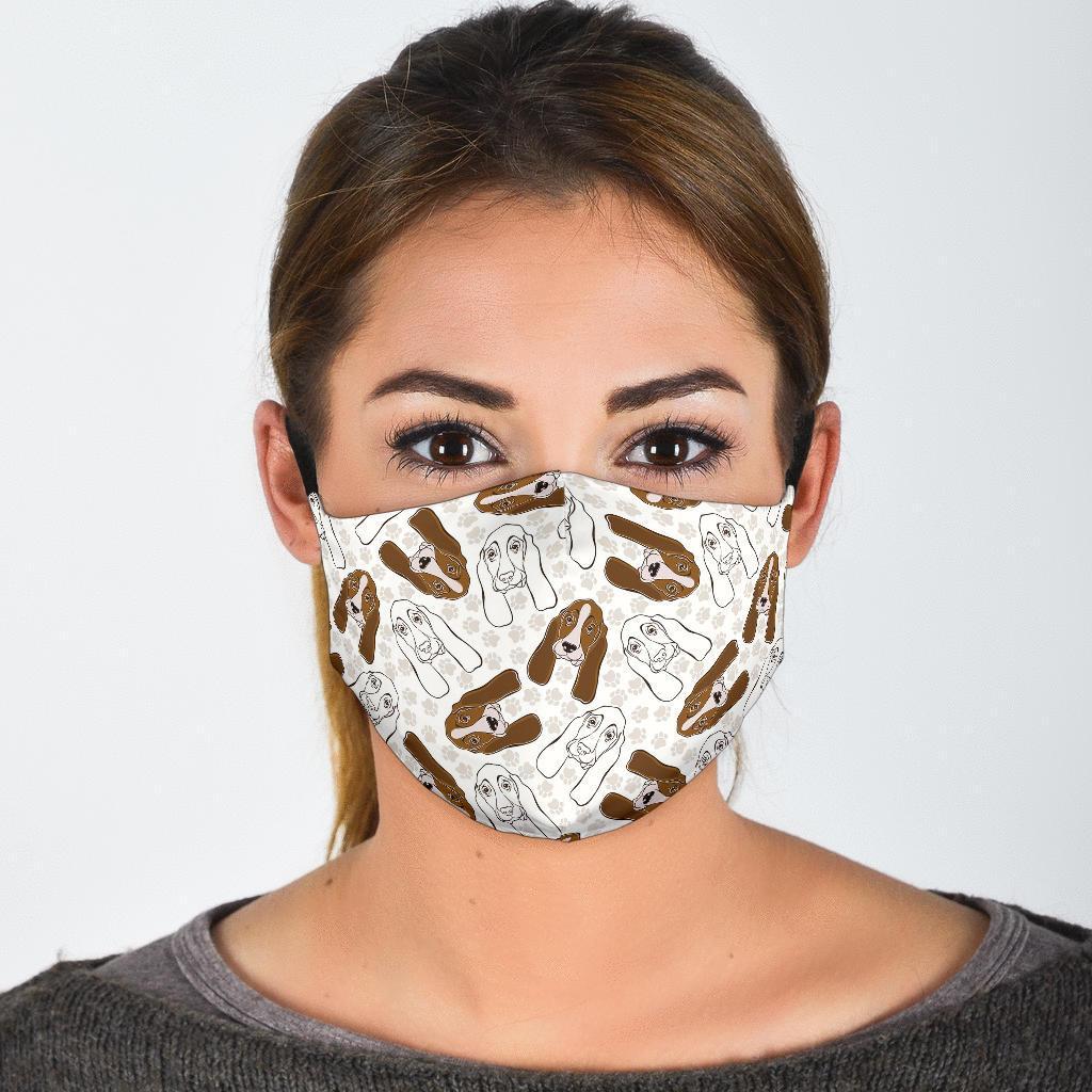 Basset Hound Dog Pattern Print Face Mask-grizzshop