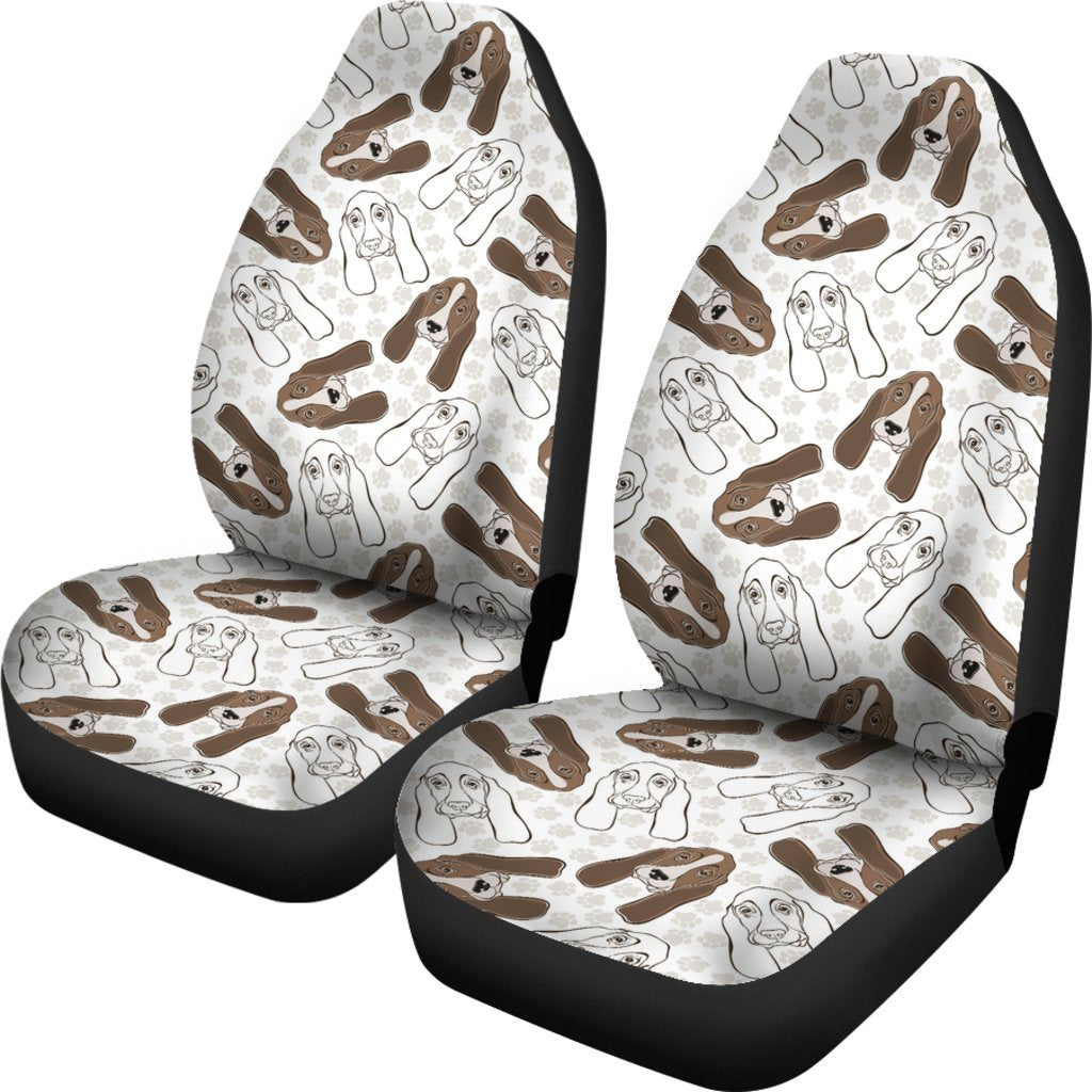 Basset Hound Dog Pattern Print Universal Fit Car Seat Cover-grizzshop