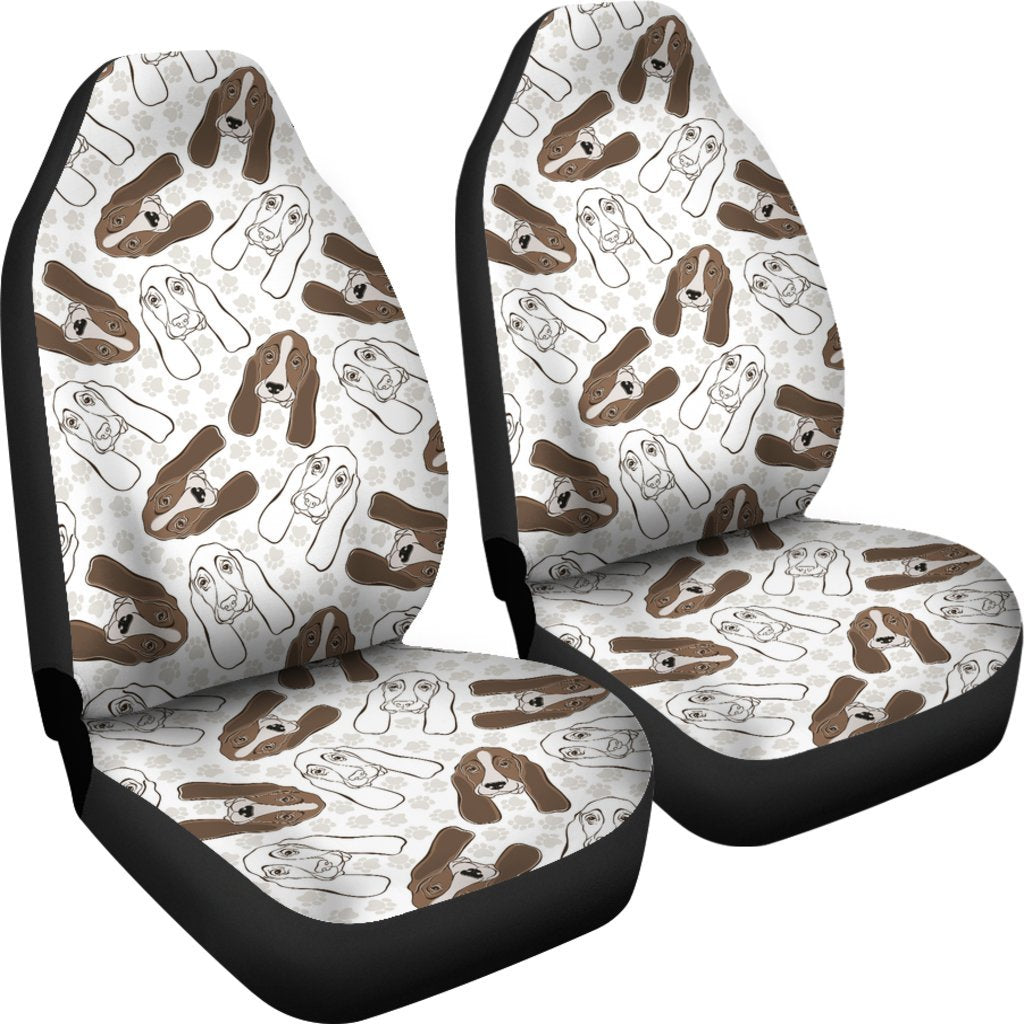 Basset Hound Dog Pattern Print Universal Fit Car Seat Cover-grizzshop