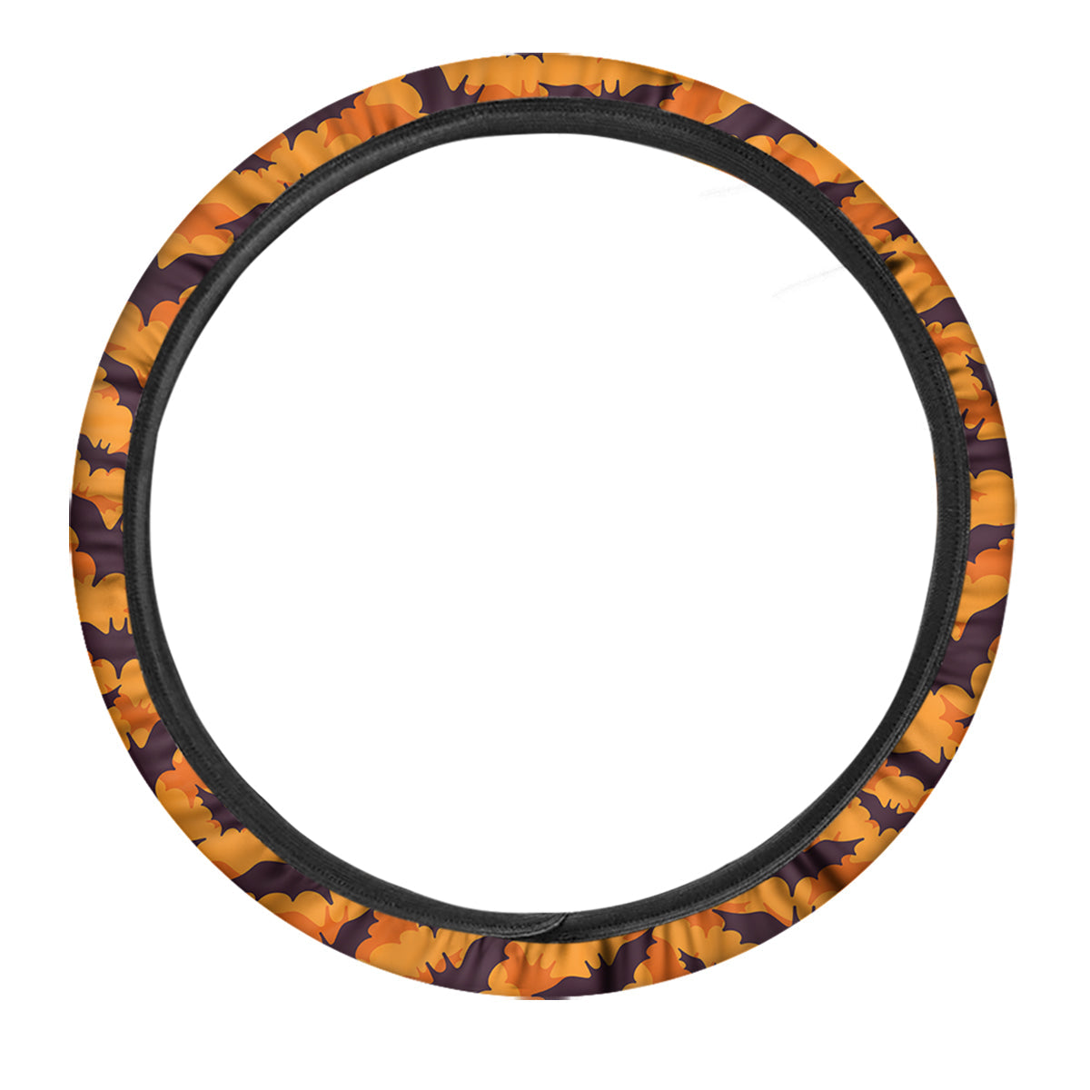 Bats Black And Orange Print Pattern Car Steering Wheel Cover-grizzshop