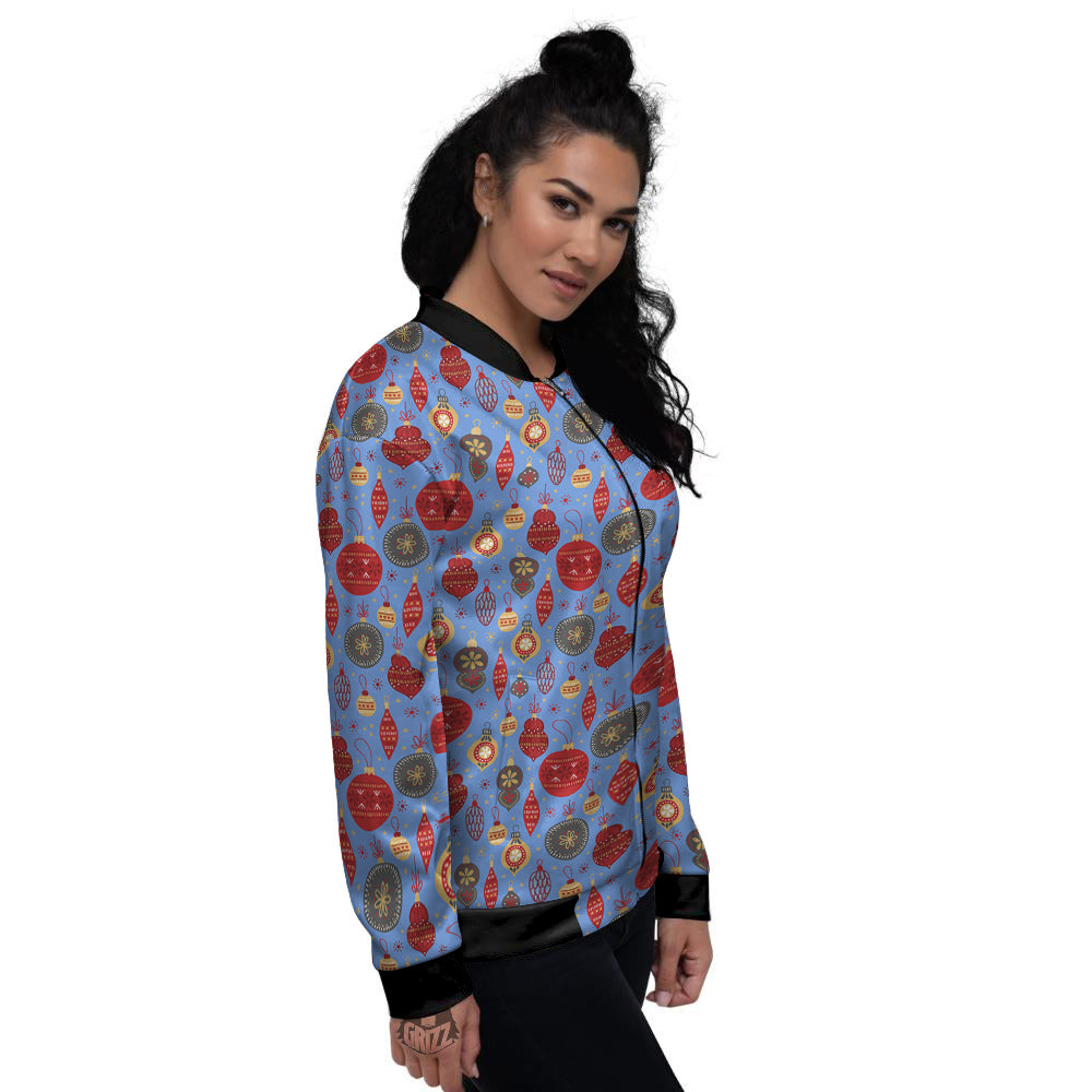Baubles Christmas Print Pattern Women's Bomber Jacket-grizzshop