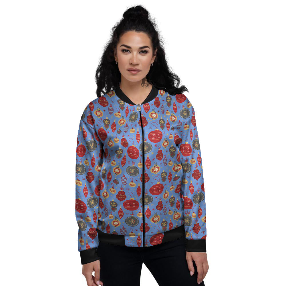 Baubles Christmas Print Pattern Women's Bomber Jacket-grizzshop