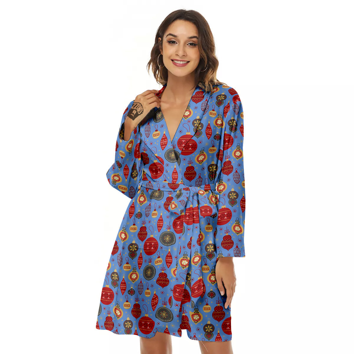 Baubles Christmas Print Pattern Women's Robe-grizzshop