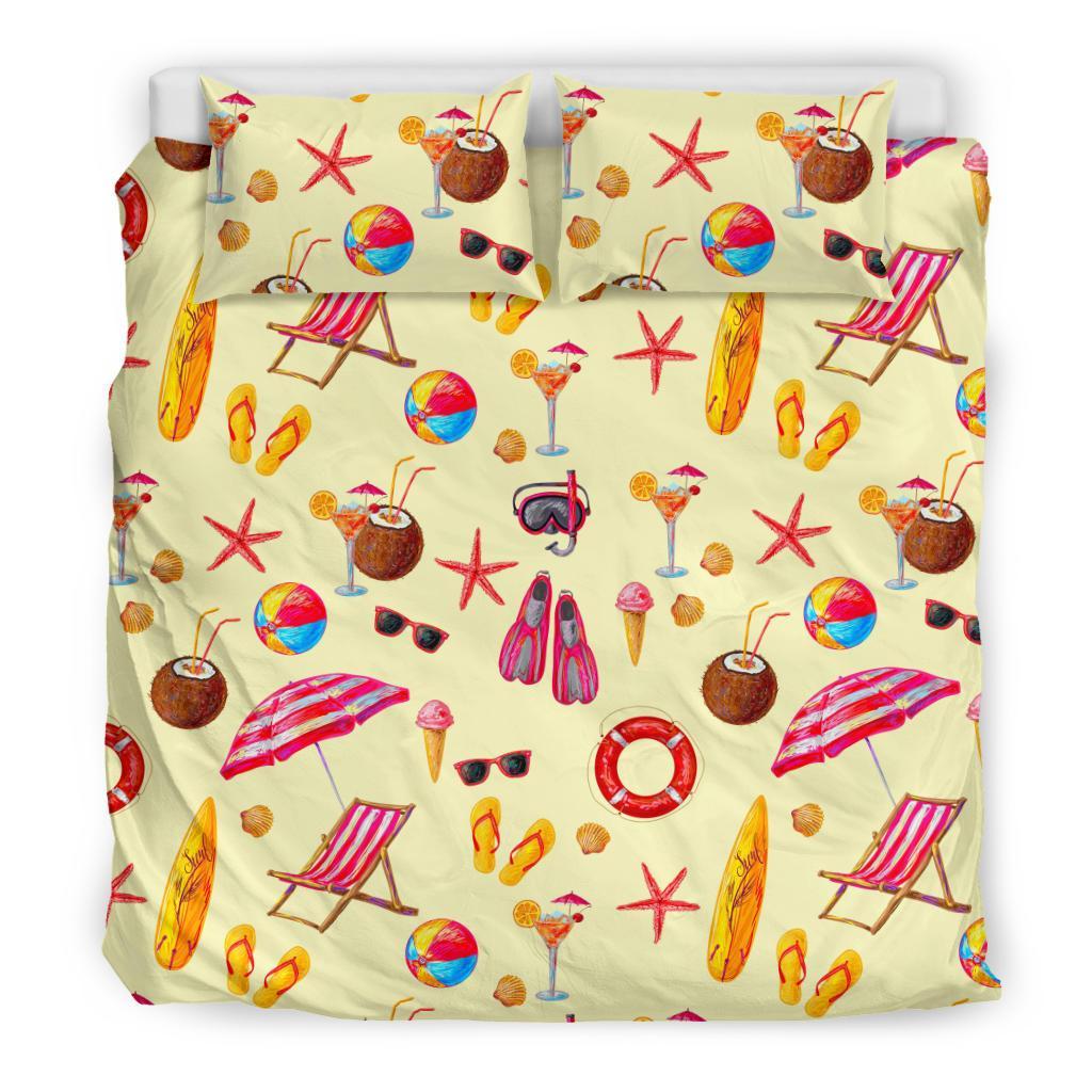 Beach Pattern Print Duvet Cover Bedding Set-grizzshop