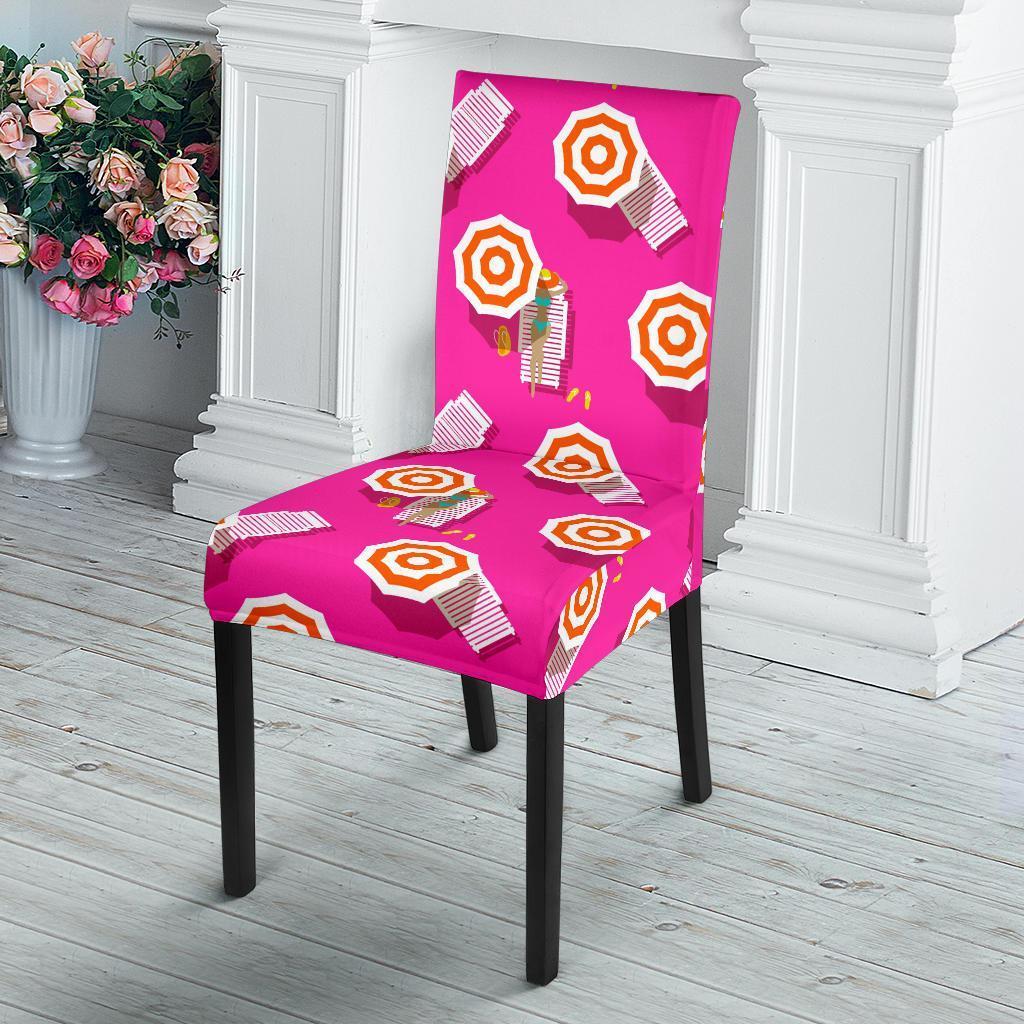 Beach Pink Pattern Print Chair Cover-grizzshop