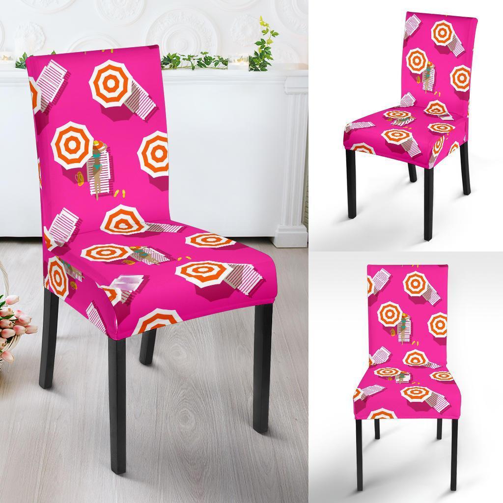 Beach Pink Pattern Print Chair Cover-grizzshop