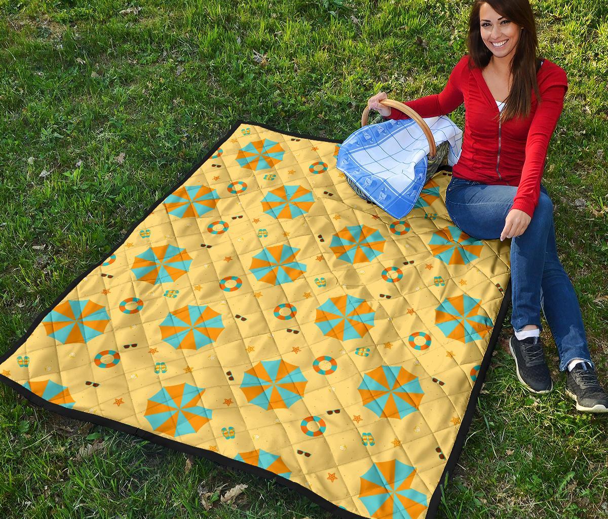 Beach Print Pattern Quilt-grizzshop
